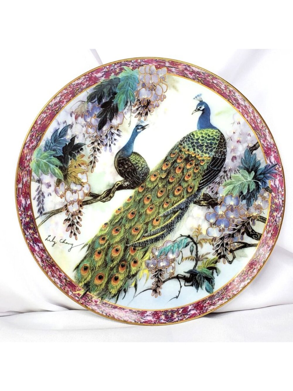 Beauty Peacock Plate By Lily Chang Gardens Of Paradise 1993 COA - Picture 8 of 12